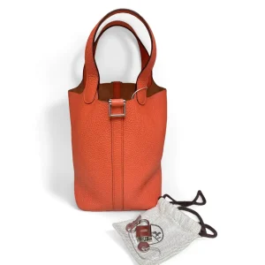 HERMÈS Picotin 18 Orange Poppy Taurillon Clemence Leather