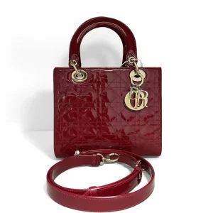 DIOR Medium Lady Dior Bag Red Patent Leather