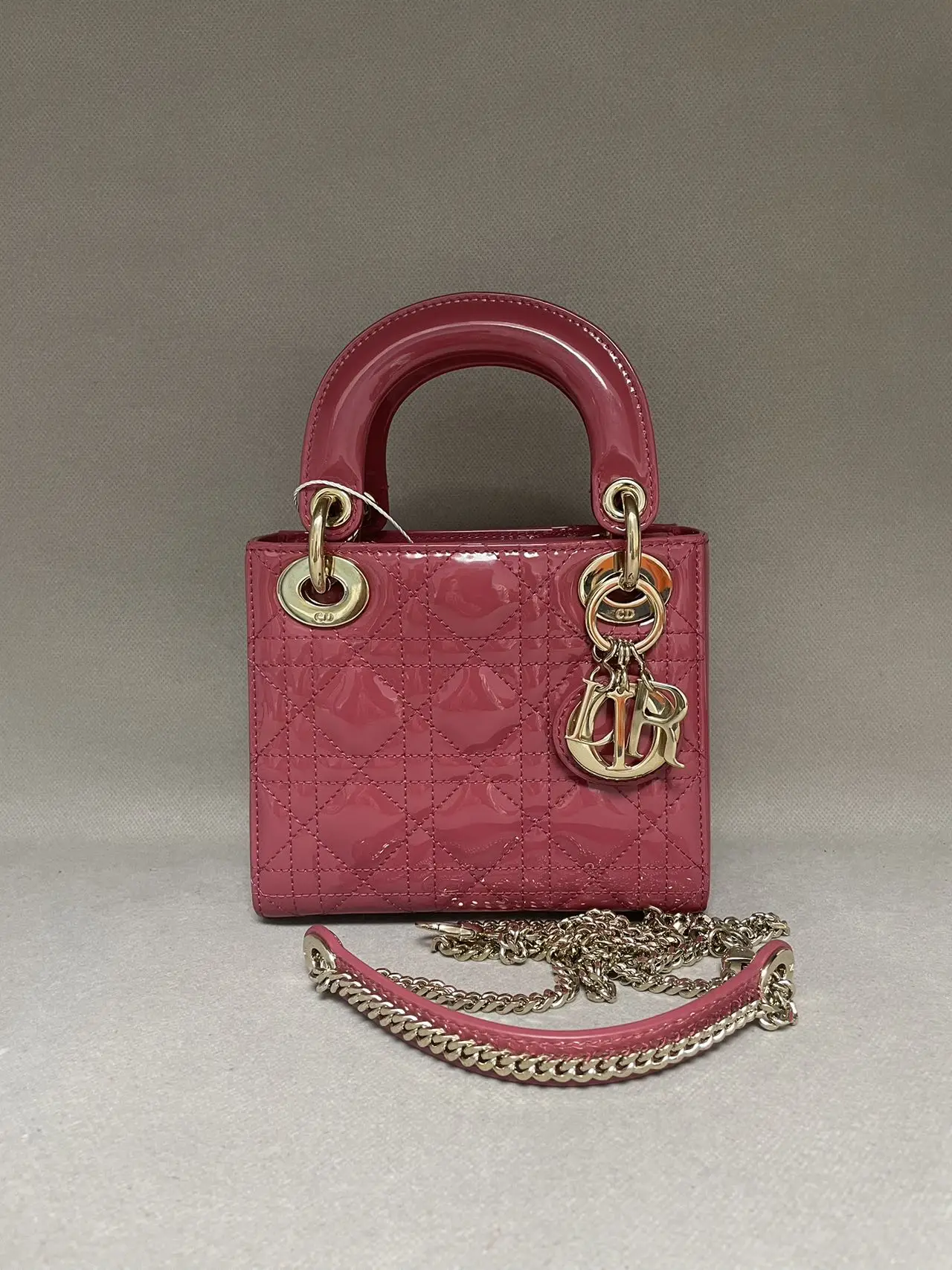 DIOR Mini Lady Dior Bag Hibiscus Pink Patent Leather DIOR Mini Lady Dior Bag Hibiscus Pink Patent Leather