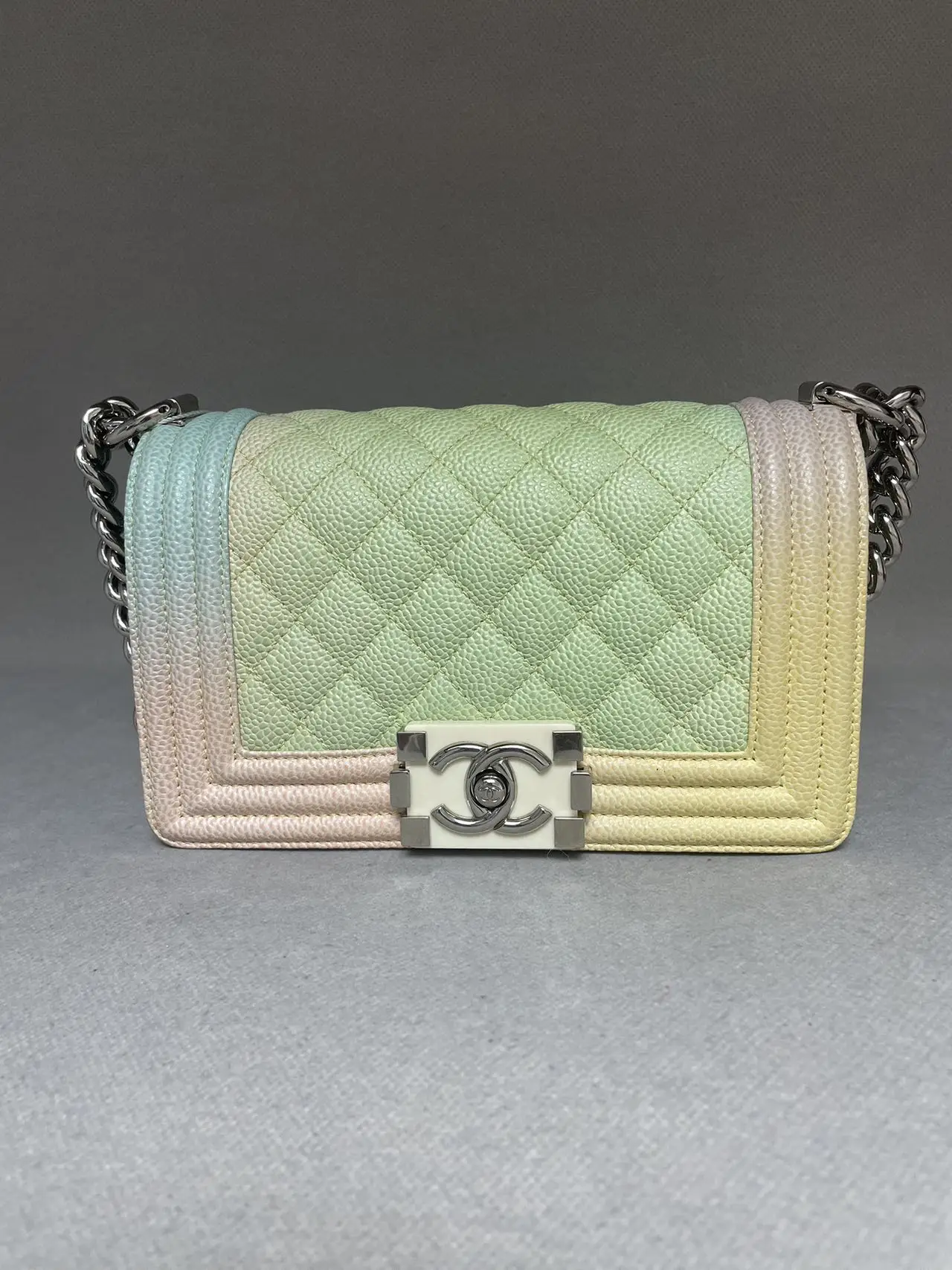 CHANEL Small Boy Bag Rainbow/Multicolor Quilted Caviar Leather CHANEL Small Boy Bag Rainbow/Multicolor Quilted Caviar Leather