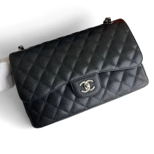 CHANEL Jumbo Classic Flap Bag Black Caviar Leather
