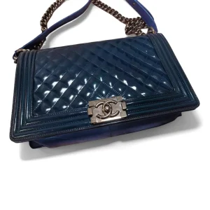 CHANEL Medium Boy Patent Leather Lake Blue