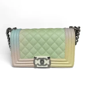 CHANEL Small Boy Bag Rainbow/Multicolor Quilted Caviar Leather
