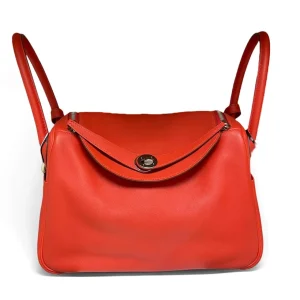 HERMÈS Lindy 30 Orange Poppy Swift Leather