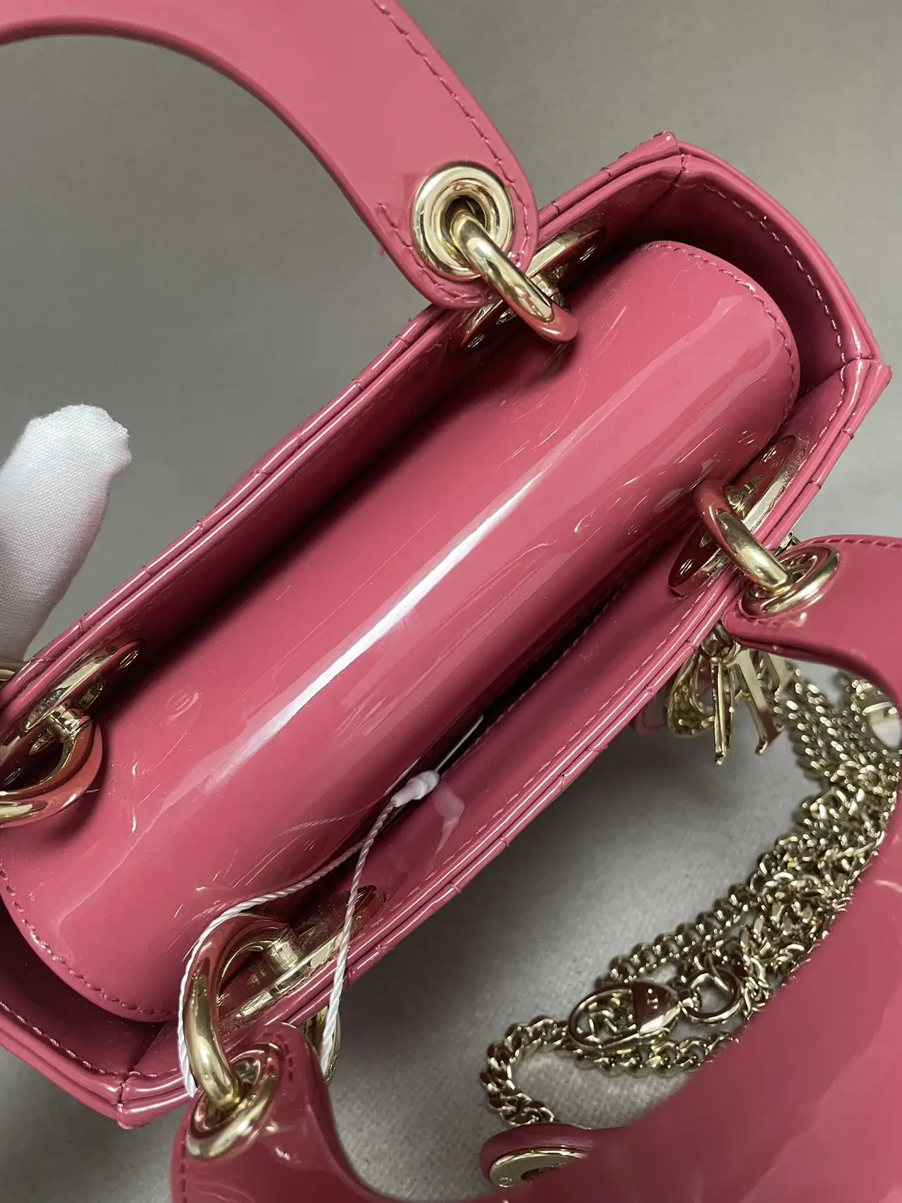 DIOR Mini Lady Dior Bag Hibiscus Pink Patent Leather DIOR Mini Lady Dior Bag Hibiscus Pink Patent Leather