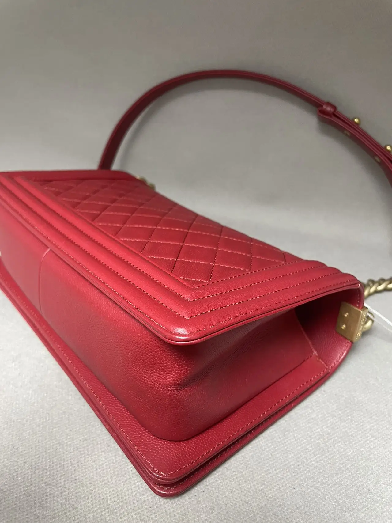 CHANEL Medium Boy Bag Red Quilted Calfskin CHANEL Medium Boy Bag Red Quilted Calfskin