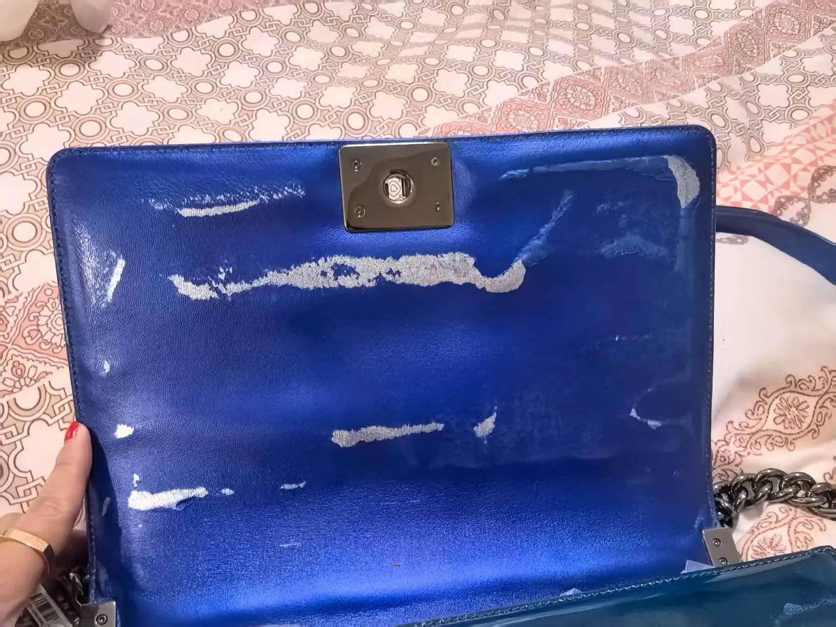CHANEL Medium Boy Patent Leather Lake Blue CHANEL Medium Boy Patent Leather Lake Blue