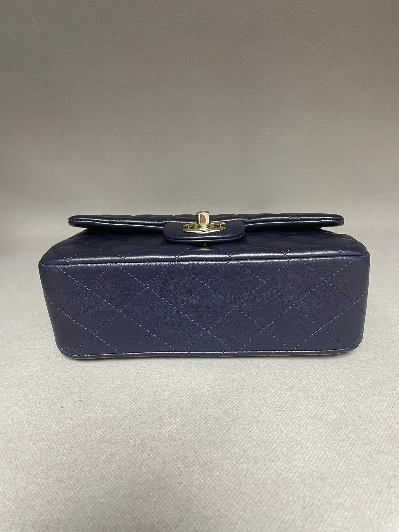 CHANEL Mini Classic Top Handle Flap Bag Blue Quilted Lambskin CHANEL Mini Classic Top Handle Flap Bag Blue Quilted Lambskin