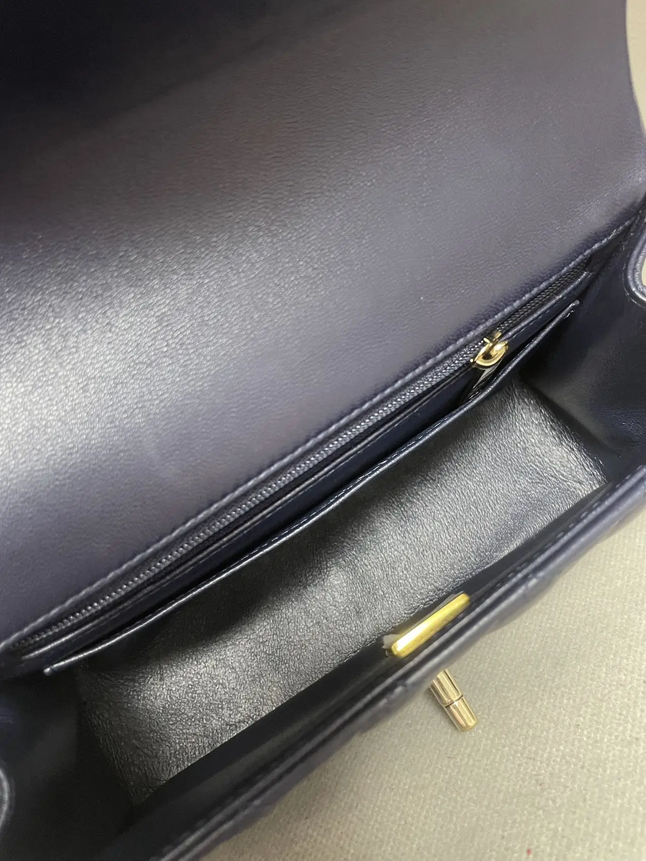 CHANEL Mini Classic Top Handle Flap Bag Blue Quilted Lambskin CHANEL Mini Classic Top Handle Flap Bag Blue Quilted Lambskin