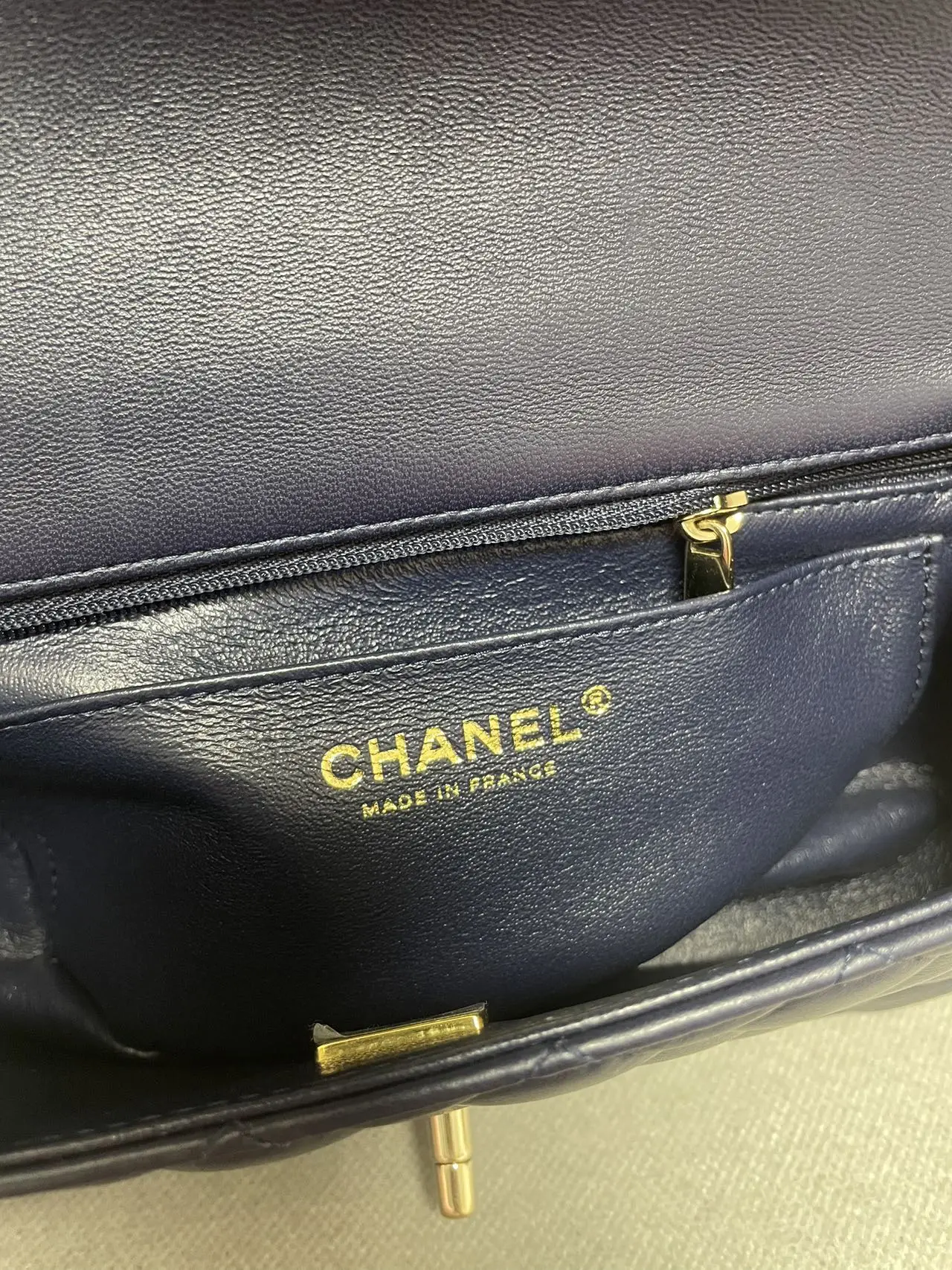 CHANEL Mini Classic Top Handle Flap Bag Blue Quilted Lambskin CHANEL Mini Classic Top Handle Flap Bag Blue Quilted Lambskin