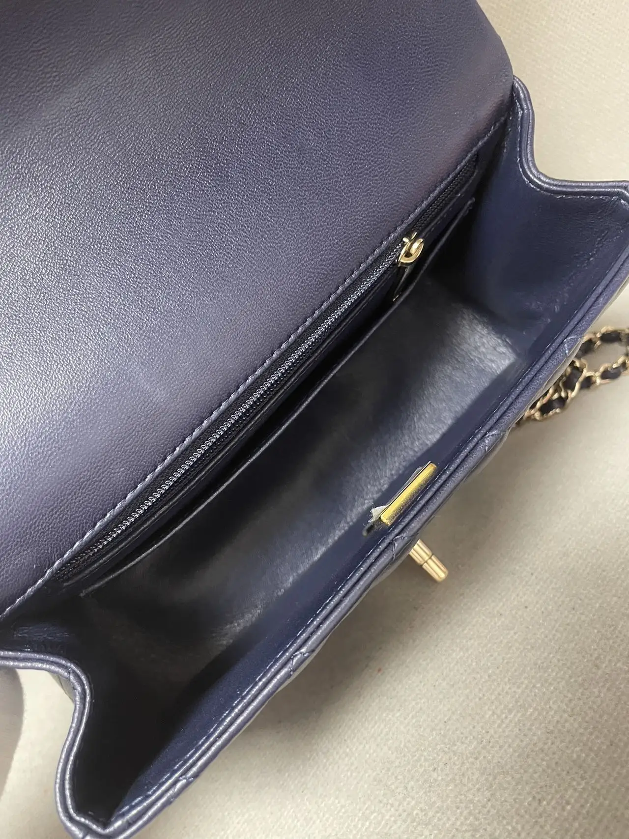 CHANEL Mini Classic Top Handle Flap Bag Blue Quilted Lambskin CHANEL Mini Classic Top Handle Flap Bag Blue Quilted Lambskin