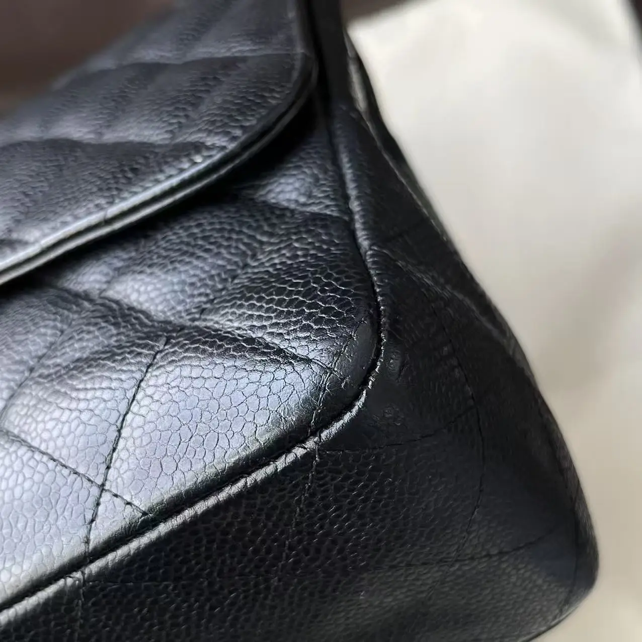 CHANEL Large/ Jumbo Classic Flap Single Flap Black Caviar Leather Bag CHANEL Large/ Jumbo Classic Flap Single Flap Black Caviar Leather Bag