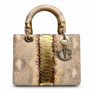 DIOR Lady Dior Medium Python Leather Signature Collection Exotic Limited Version Bag