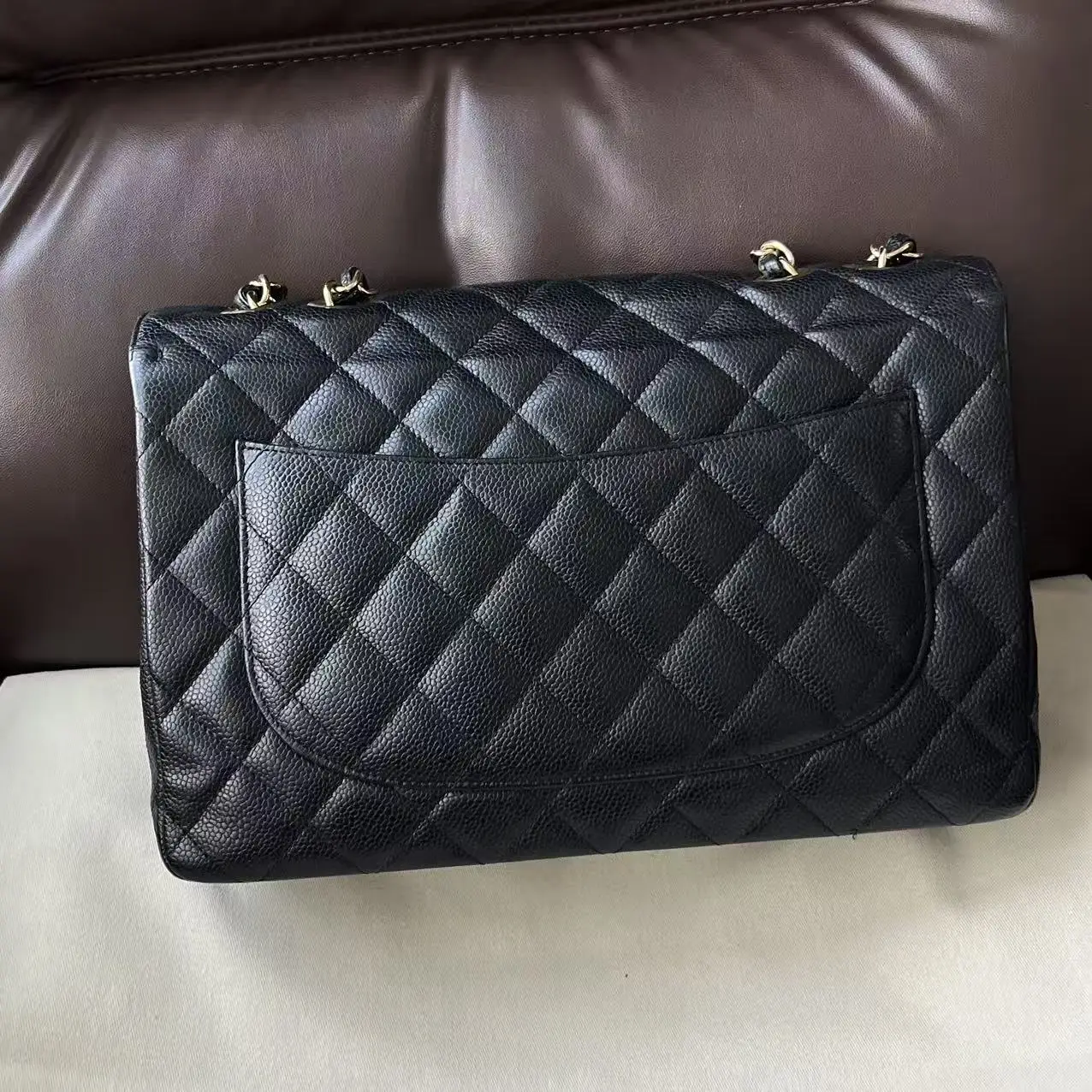 CHANEL Large/ Jumbo Classic Flap Single Flap Black Caviar Leather Bag CHANEL Large/ Jumbo Classic Flap Single Flap Black Caviar Leather Bag