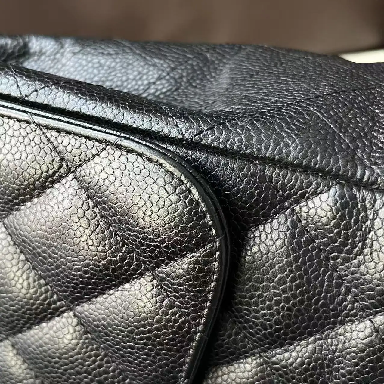 CHANEL Large/ Jumbo Classic Flap Single Flap Black Caviar Leather Bag CHANEL Large/ Jumbo Classic Flap Single Flap Black Caviar Leather Bag