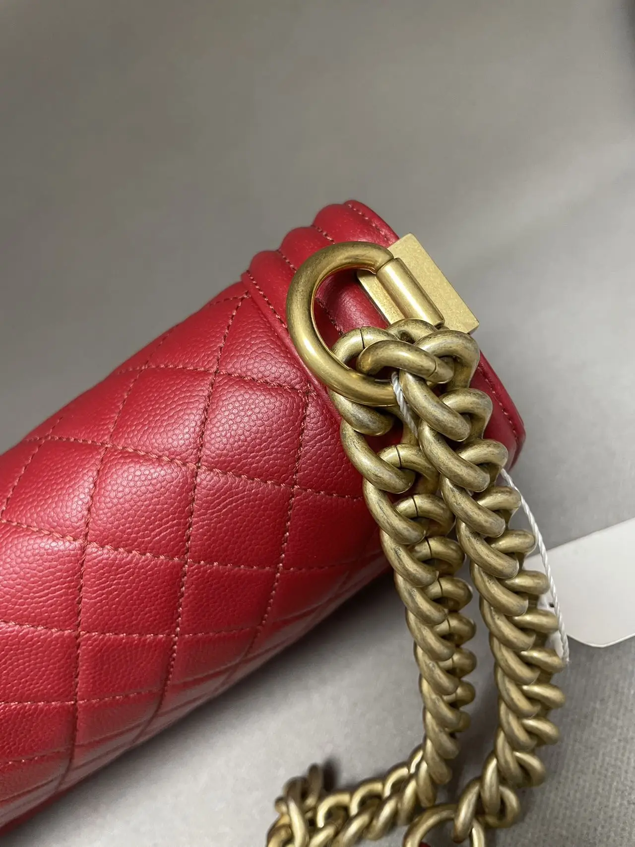 CHANEL Medium Boy Bag Red Quilted Calfskin CHANEL Medium Boy Bag Red Quilted Calfskin
