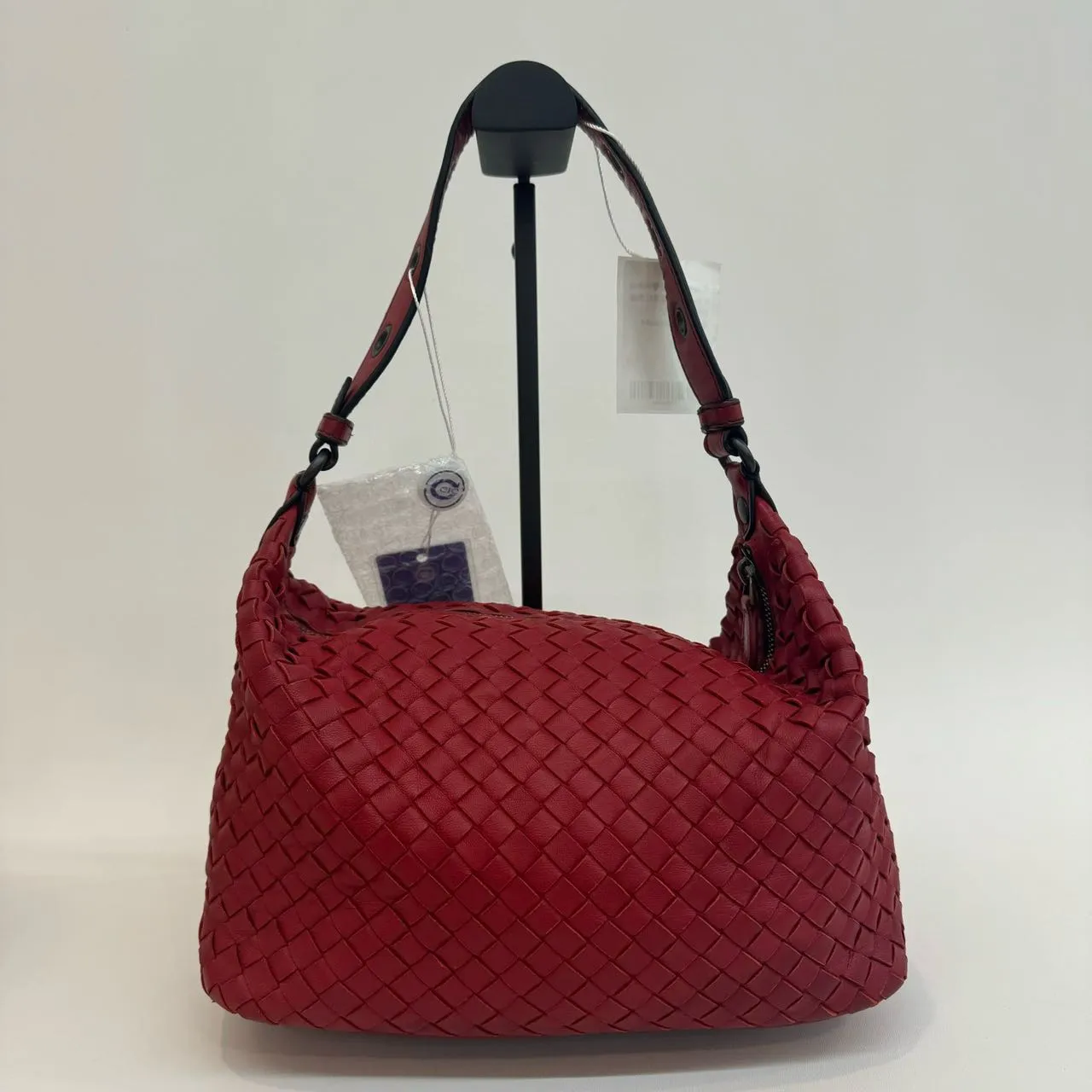 BOTTEGA VENETA Parachute Red Intrecciato Nappa Shoulder Bag BOTTEGA VENETA Parachute Red Intrecciato Nappa Shoulder Bag