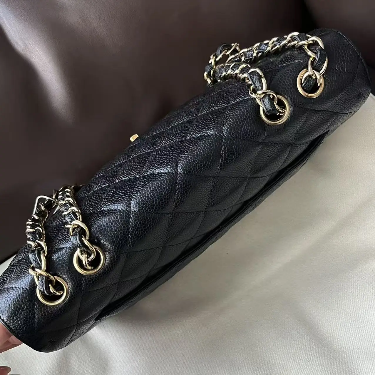 CHANEL Large/ Jumbo Classic Flap Single Flap Black Caviar Leather Bag CHANEL Large/ Jumbo Classic Flap Single Flap Black Caviar Leather Bag