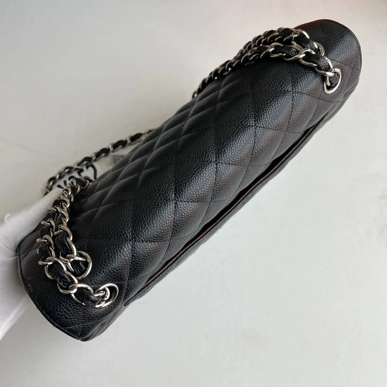 CHANEL Jumbo Classic Flap Bag Black Caviar Leather CHANEL Jumbo Classic Flap Bag Black Caviar Leather