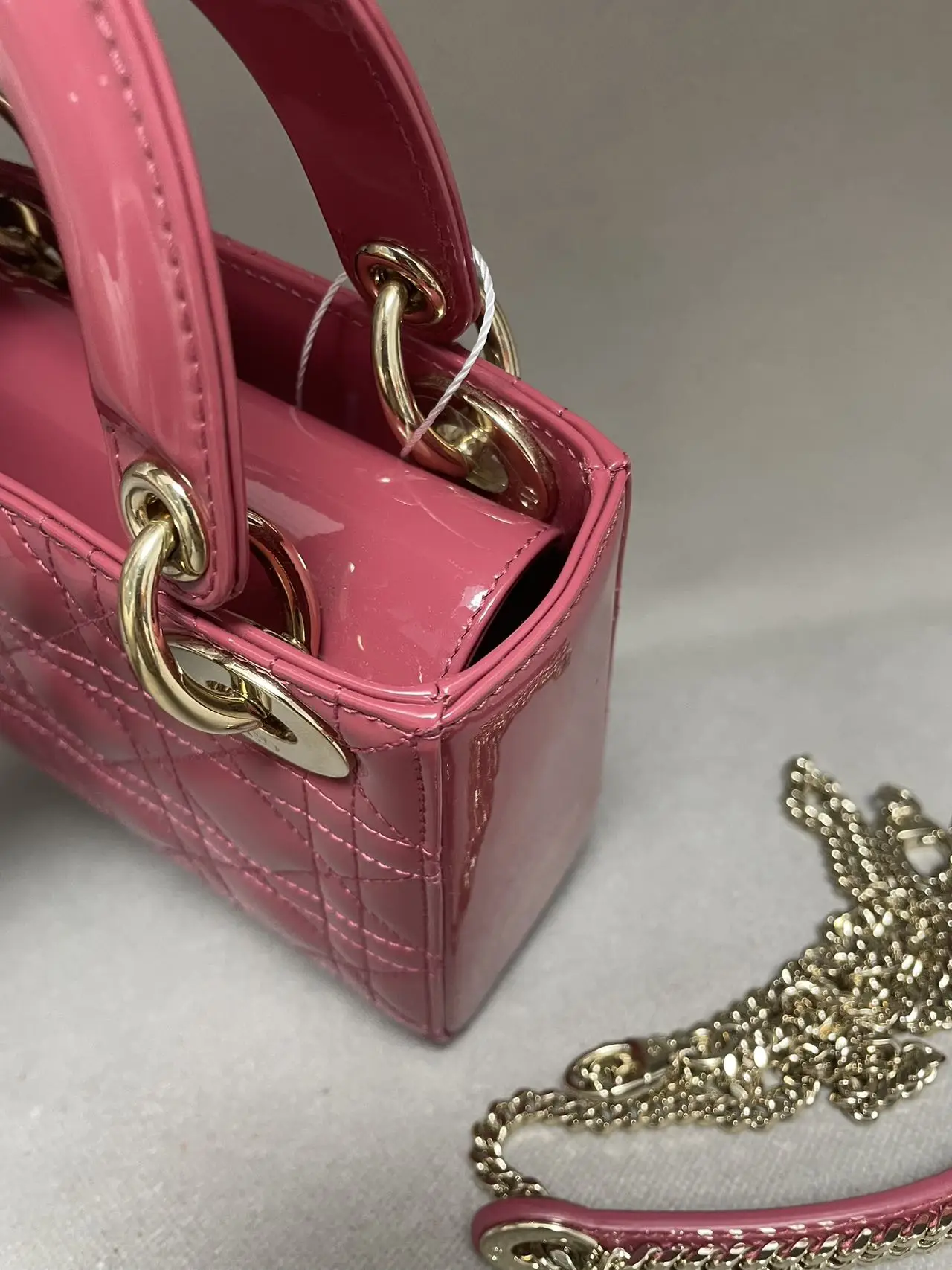 DIOR Mini Lady Dior Bag Hibiscus Pink Patent Leather DIOR Mini Lady Dior Bag Hibiscus Pink Patent Leather