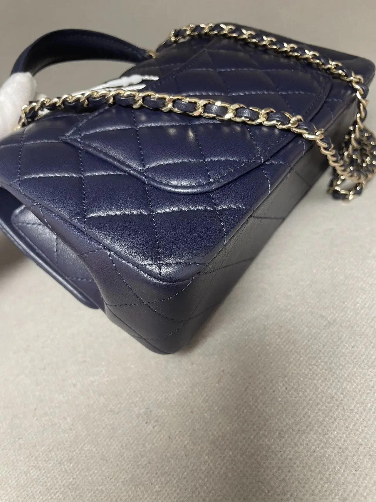 CHANEL Mini Classic Top Handle Flap Bag Blue Quilted Lambskin CHANEL Mini Classic Top Handle Flap Bag Blue Quilted Lambskin