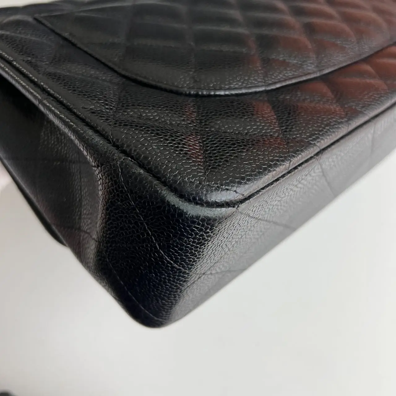 CHANEL Jumbo Classic Flap Bag Black Caviar Leather CHANEL Jumbo Classic Flap Bag Black Caviar Leather