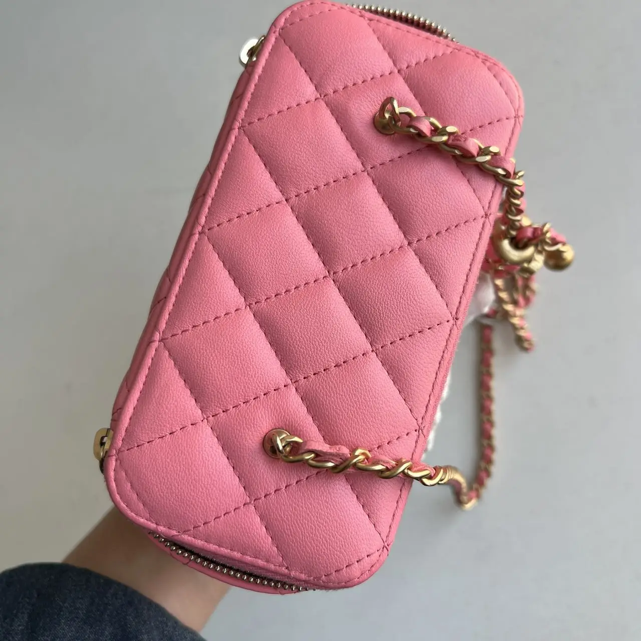 CHANEL Mini Vanity Case Pink Quilted Leather CHANEL Mini Vanity Case Pink Quilted Leather