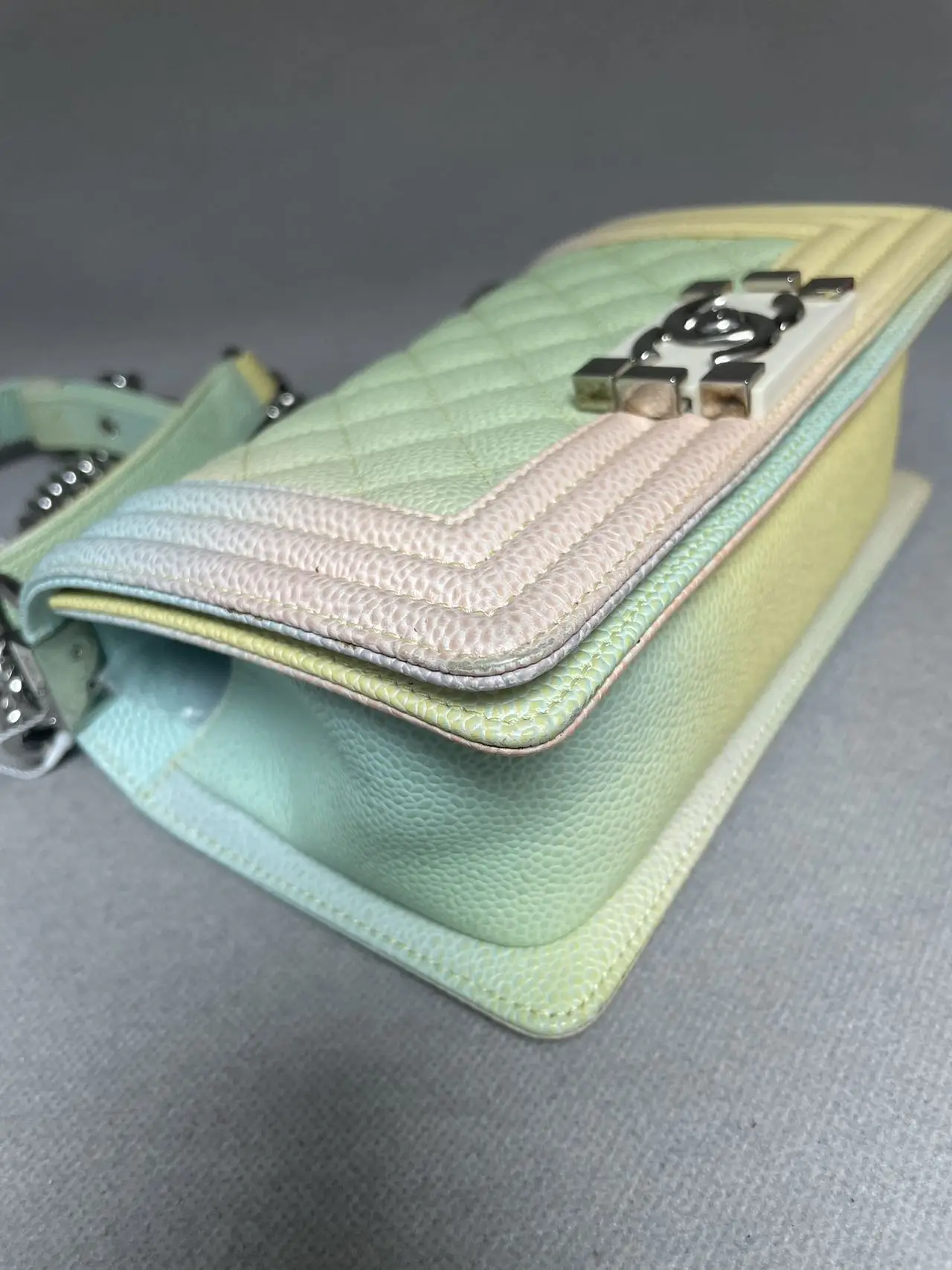 CHANEL Small Boy Bag Rainbow/Multicolor Quilted Caviar Leather CHANEL Small Boy Bag Rainbow/Multicolor Quilted Caviar Leather