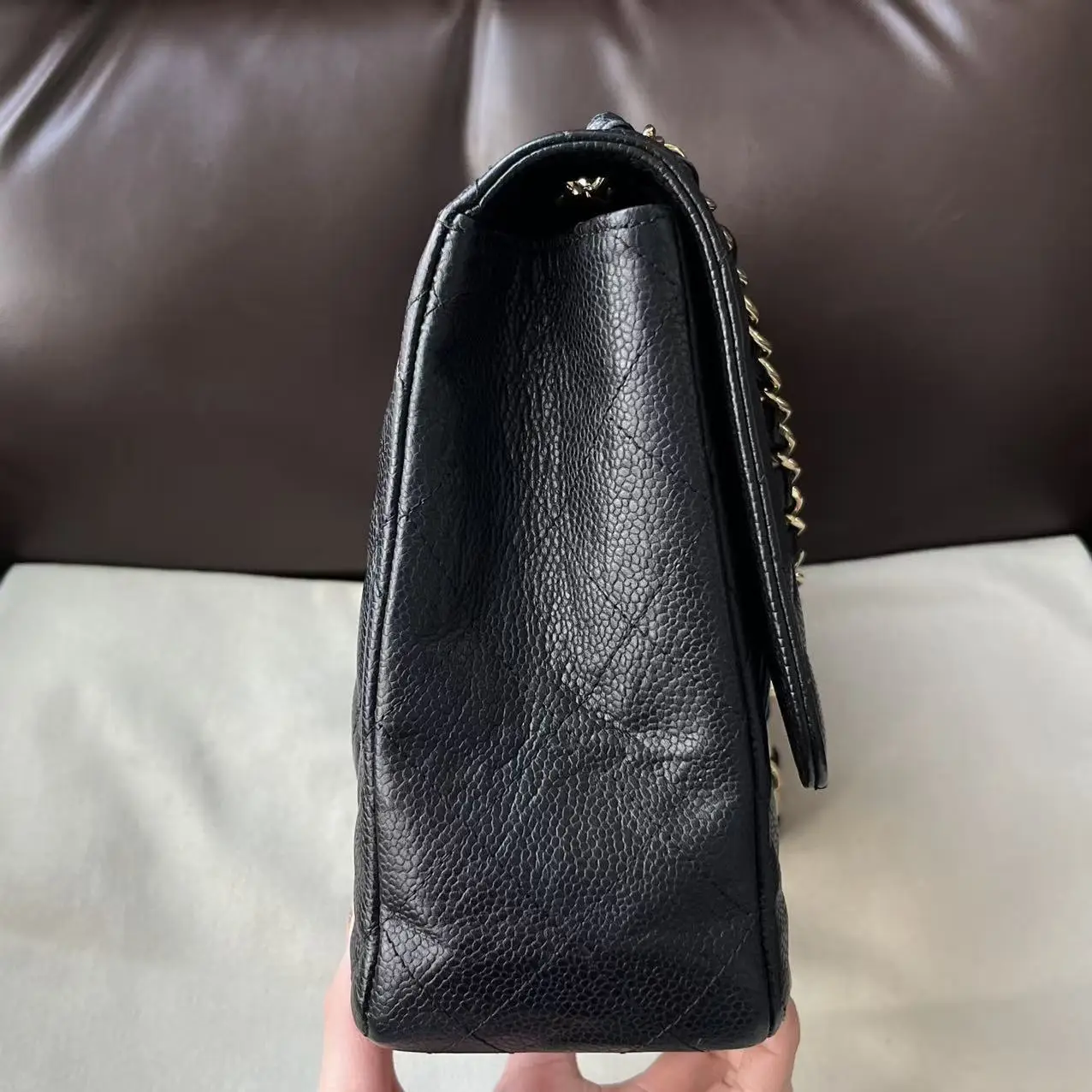 CHANEL Large/ Jumbo Classic Flap Single Flap Black Caviar Leather Bag CHANEL Large/ Jumbo Classic Flap Single Flap Black Caviar Leather Bag