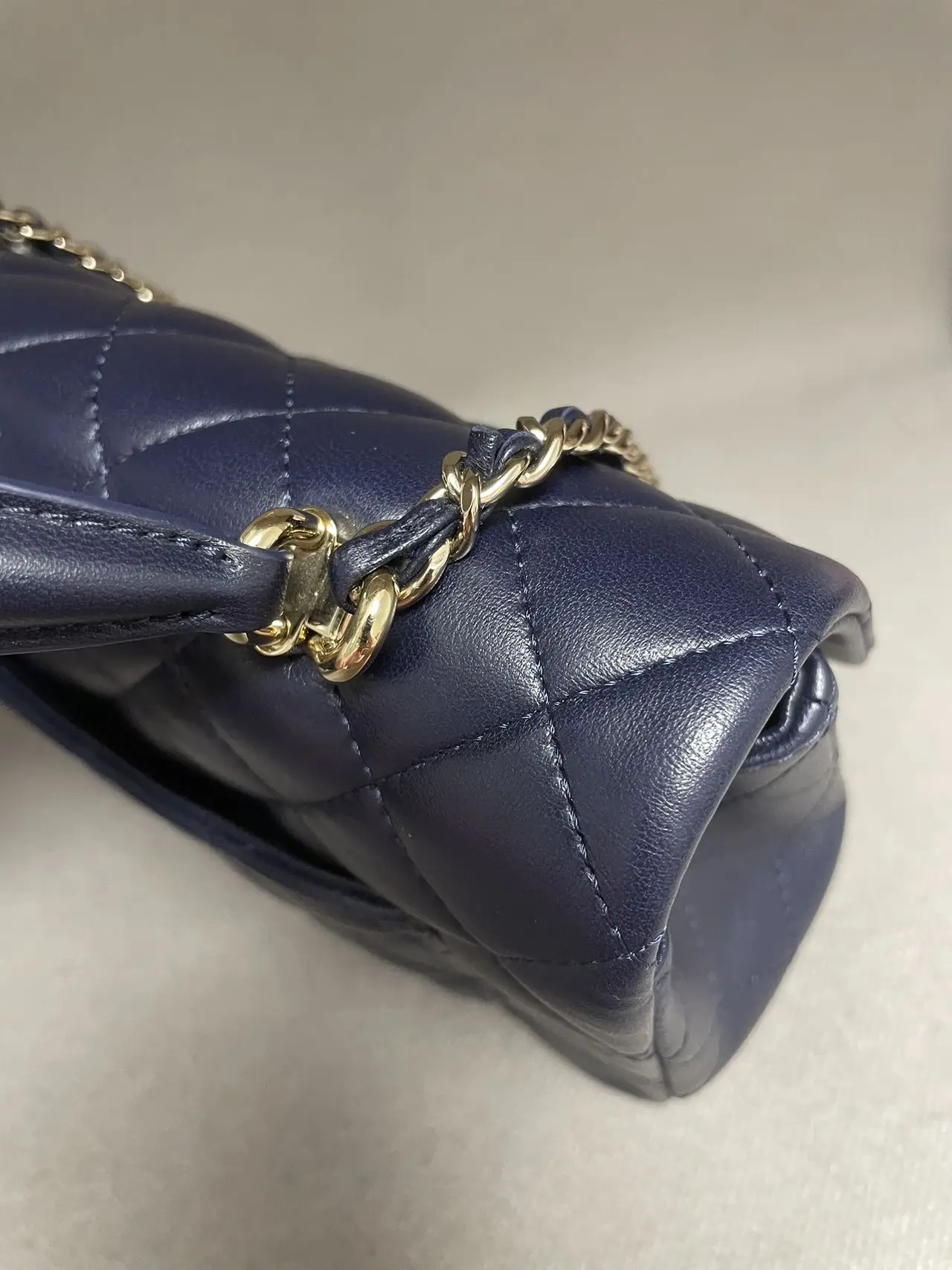CHANEL Mini Classic Top Handle Flap Bag Blue Quilted Lambskin CHANEL Mini Classic Top Handle Flap Bag Blue Quilted Lambskin
