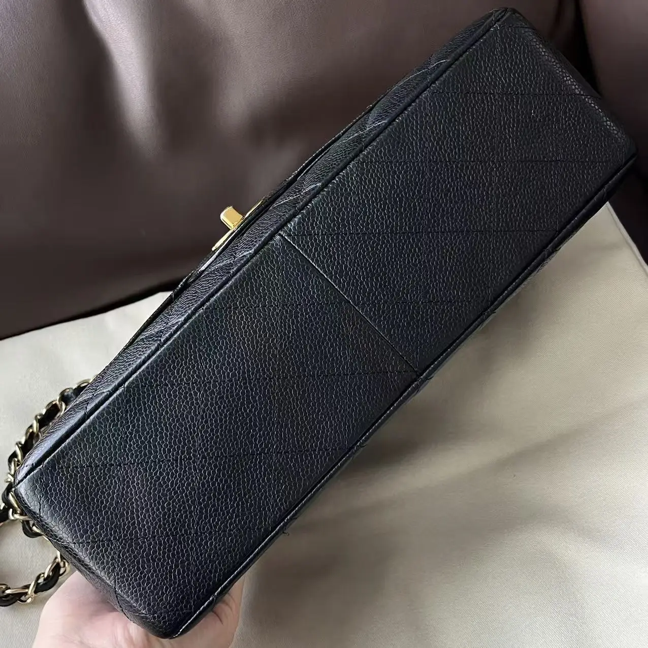 CHANEL Large/ Jumbo Classic Flap Single Flap Black Caviar Leather Bag CHANEL Large/ Jumbo Classic Flap Single Flap Black Caviar Leather Bag