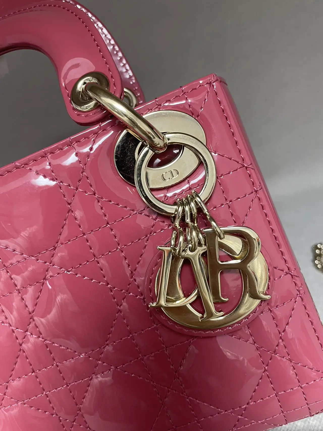 DIOR Mini Lady Dior Bag Hibiscus Pink Patent Leather DIOR Mini Lady Dior Bag Hibiscus Pink Patent Leather