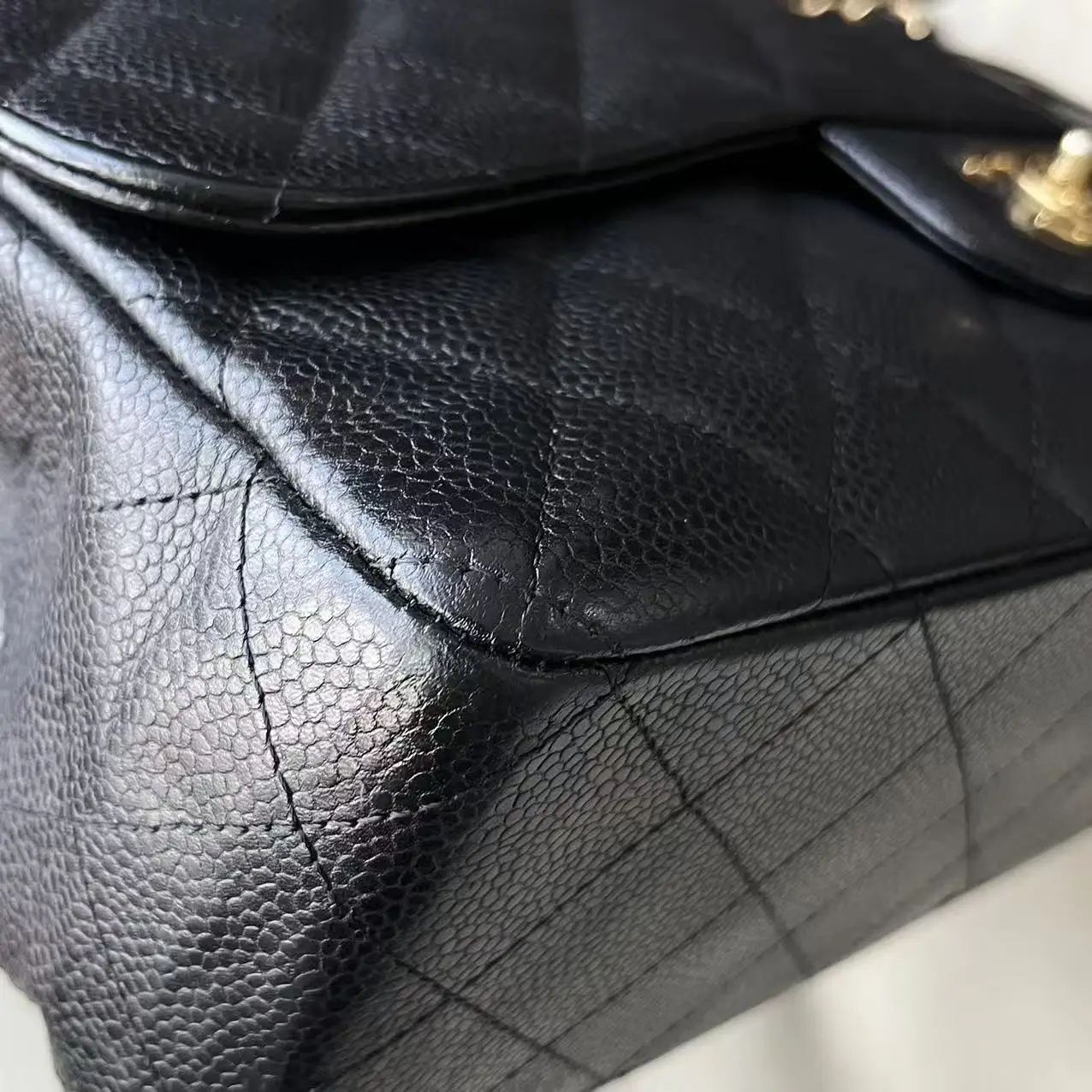 CHANEL Large/ Jumbo Classic Flap Single Flap Black Caviar Leather Bag CHANEL Large/ Jumbo Classic Flap Single Flap Black Caviar Leather Bag