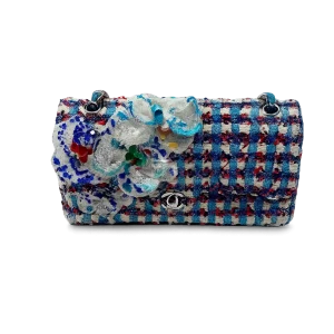 CHANEL Classic Flap Medium Blue Tweed Limited Version New Without Tag