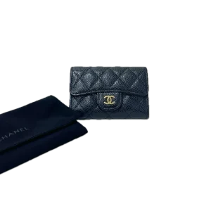 CHANEL Classic Flap Card Holder Wallet Black Quilted Leather