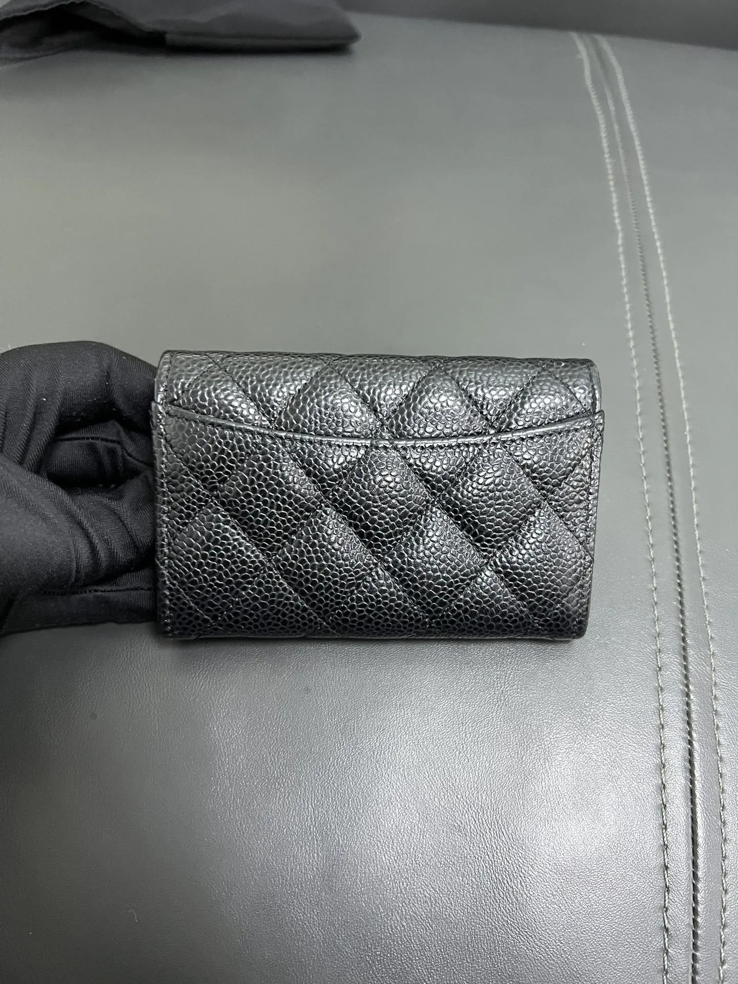 CHANEL Classic Flap Card Holder Wallet Black Quilted Leather CHANEL Classic Flap Card Holder Wallet Black Quilted Leather