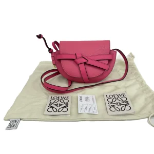 LOEWE Mini Gate Dual Crossbody Bag Bright Pink Leather