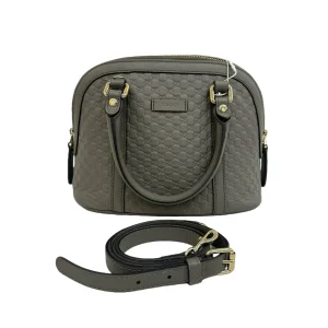 GUCCI Mini Dome Grey Micro Guccissima Leather Crossbody Bag