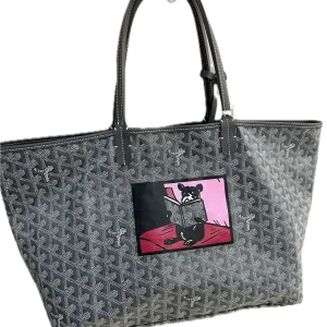 GOYARD Saint Louis PM Tote Black Shopping Bag  Printed Coated Canvas