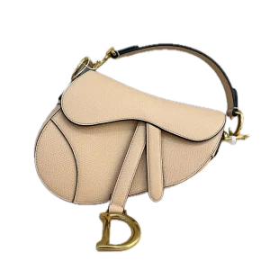 DIOR Mini Saddle Bag Caviar Beige Bag