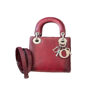 DIOR Christian Dior Python Mini Lady Dior Bag Red