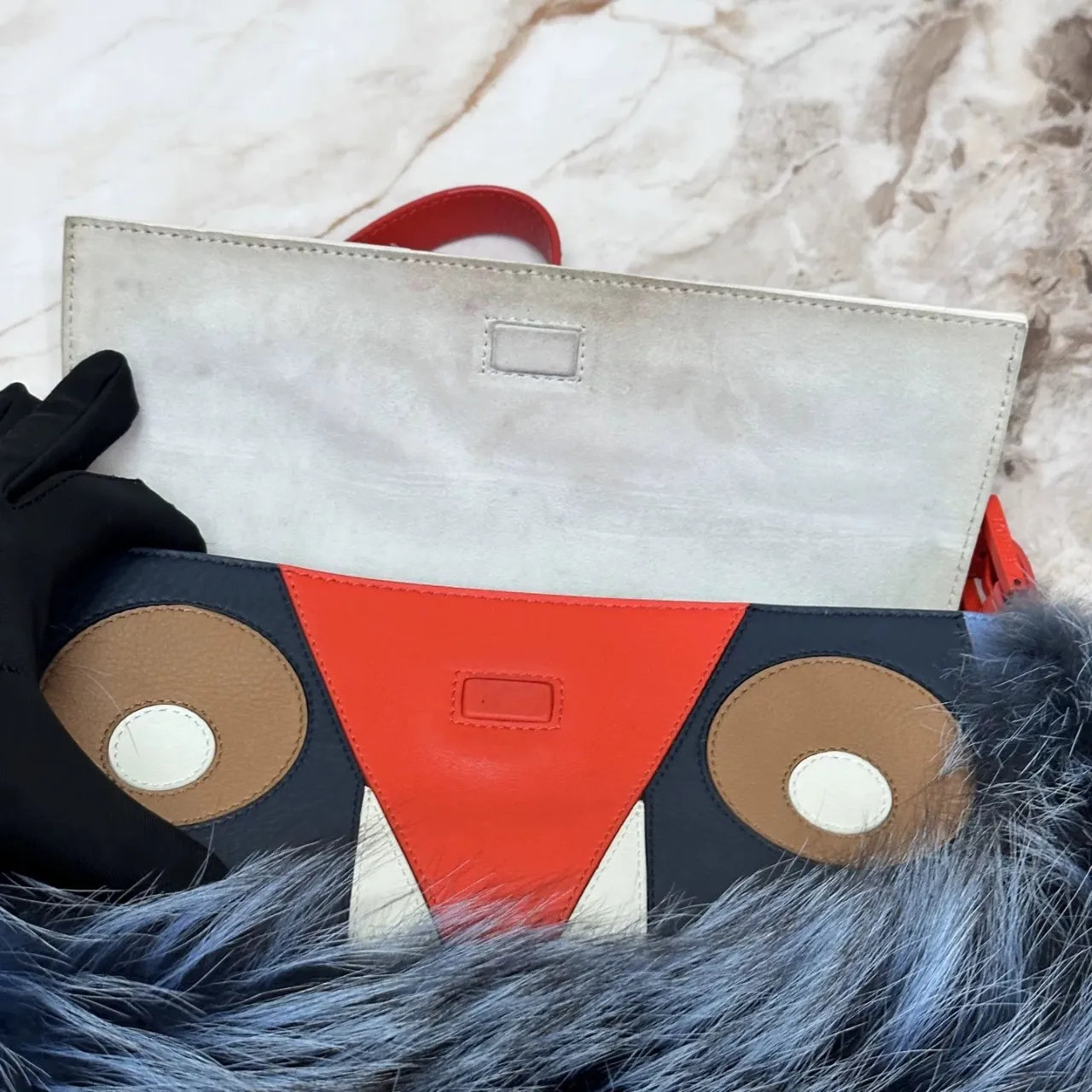 FENDI Baguette Multicolor Monsters Blue Faux Fur Shoulder Bag FENDI Baguette Multicolor Monsters Blue Faux Fur Shoulder Bag
