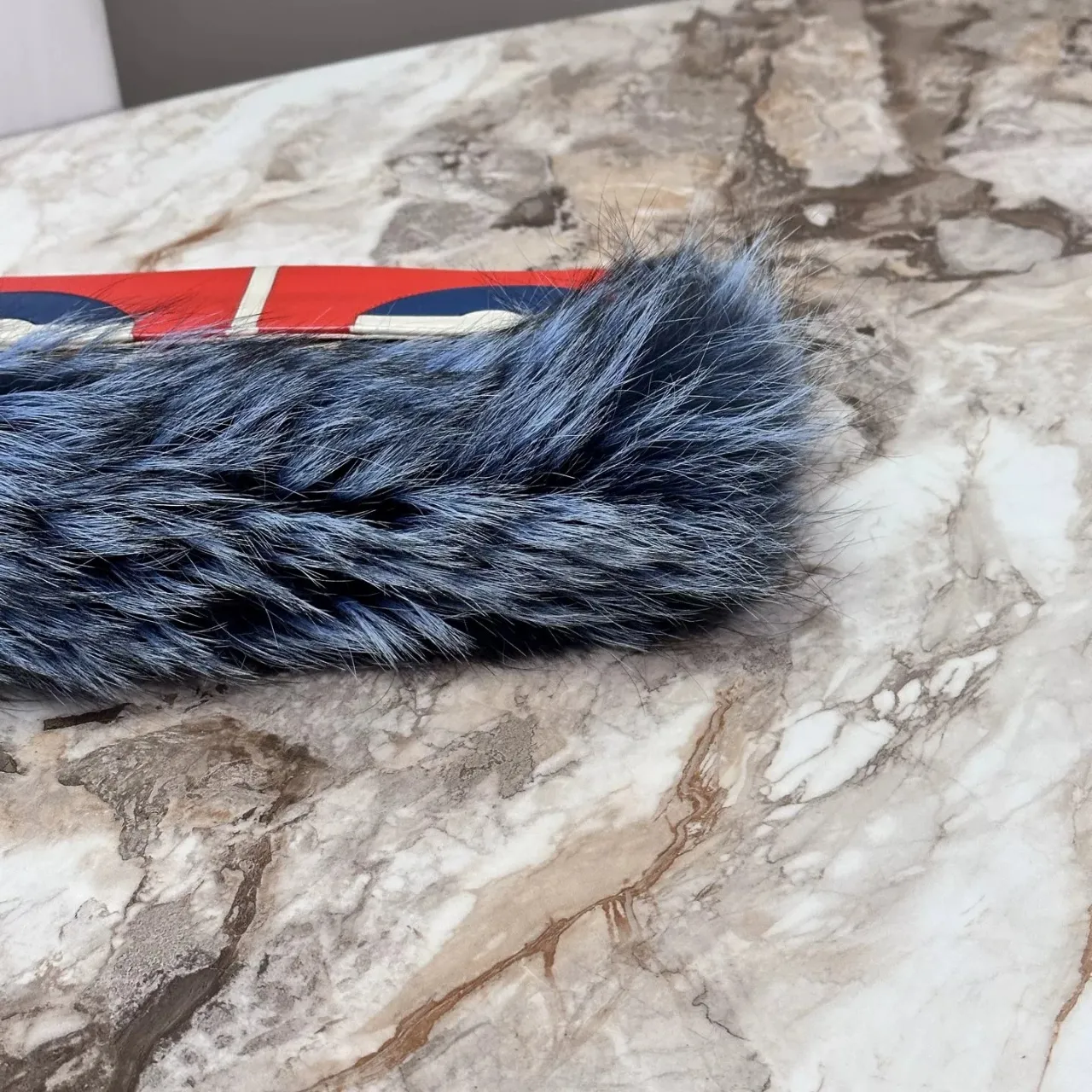 FENDI Baguette Multicolor Monsters Blue Faux Fur Shoulder Bag FENDI Baguette Multicolor Monsters Blue Faux Fur Shoulder Bag