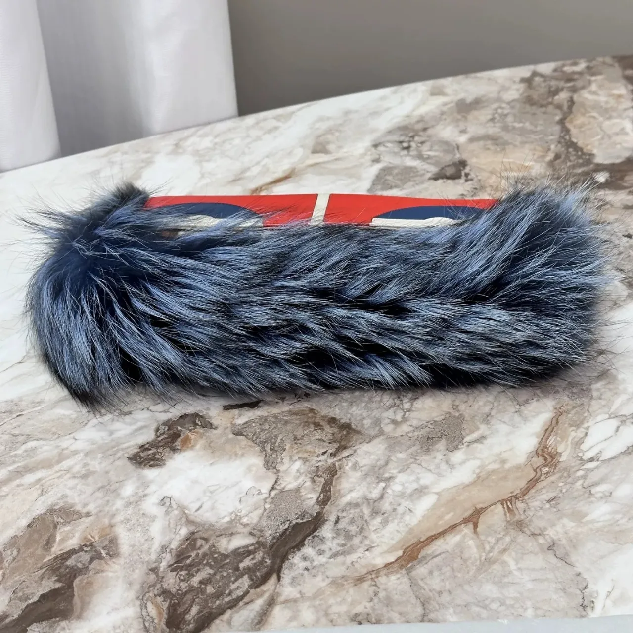 FENDI Baguette Multicolor Monsters Blue Faux Fur Shoulder Bag FENDI Baguette Multicolor Monsters Blue Faux Fur Shoulder Bag