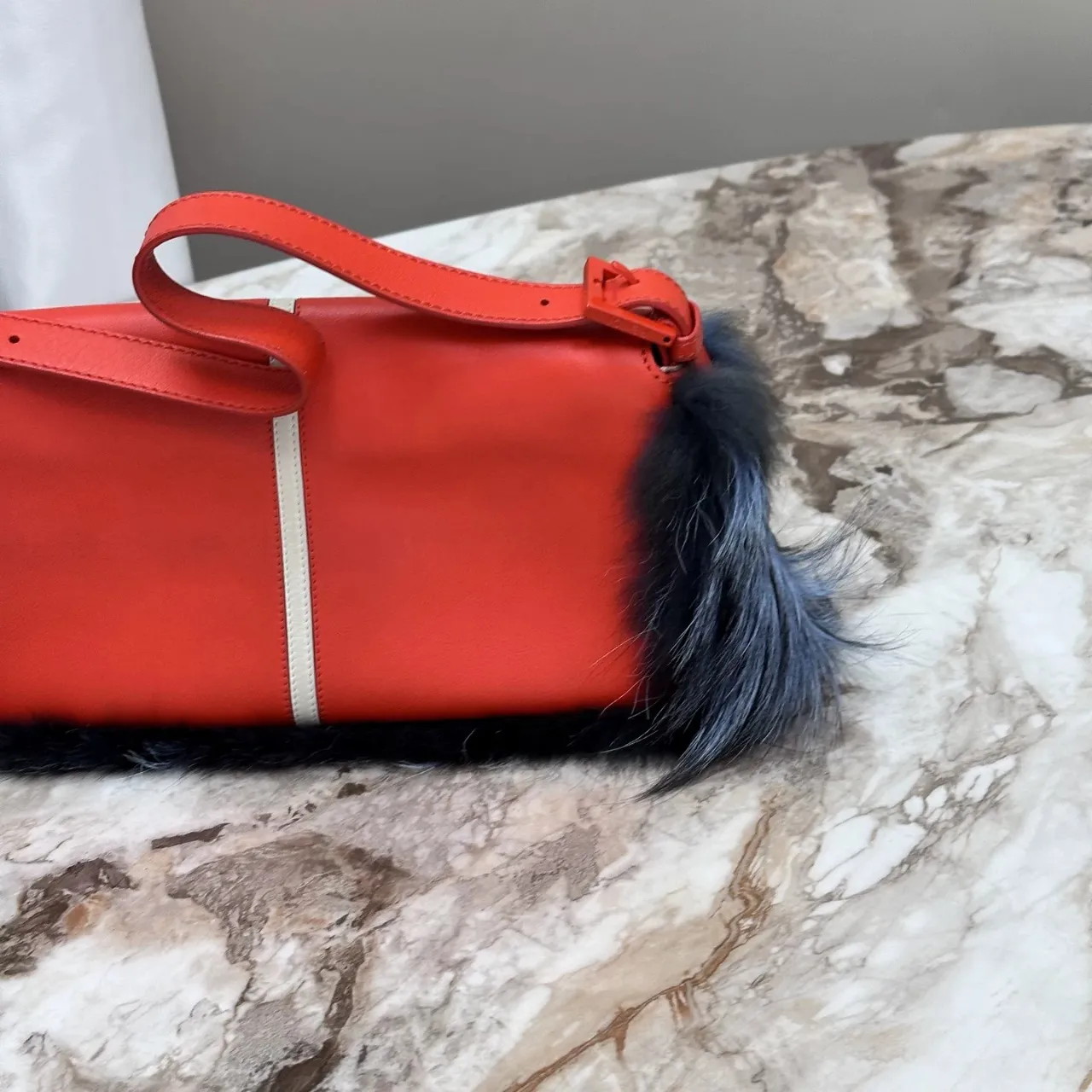 FENDI Baguette Multicolor Monsters Blue Faux Fur Shoulder Bag FENDI Baguette Multicolor Monsters Blue Faux Fur Shoulder Bag