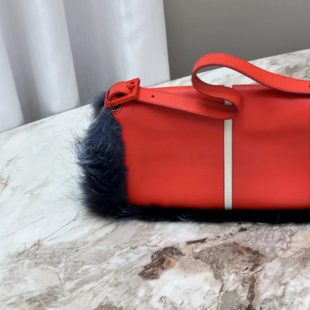 FENDI Baguette Multicolor Monsters Blue Faux Fur Shoulder Bag FENDI Baguette Multicolor Monsters Blue Faux Fur Shoulder Bag