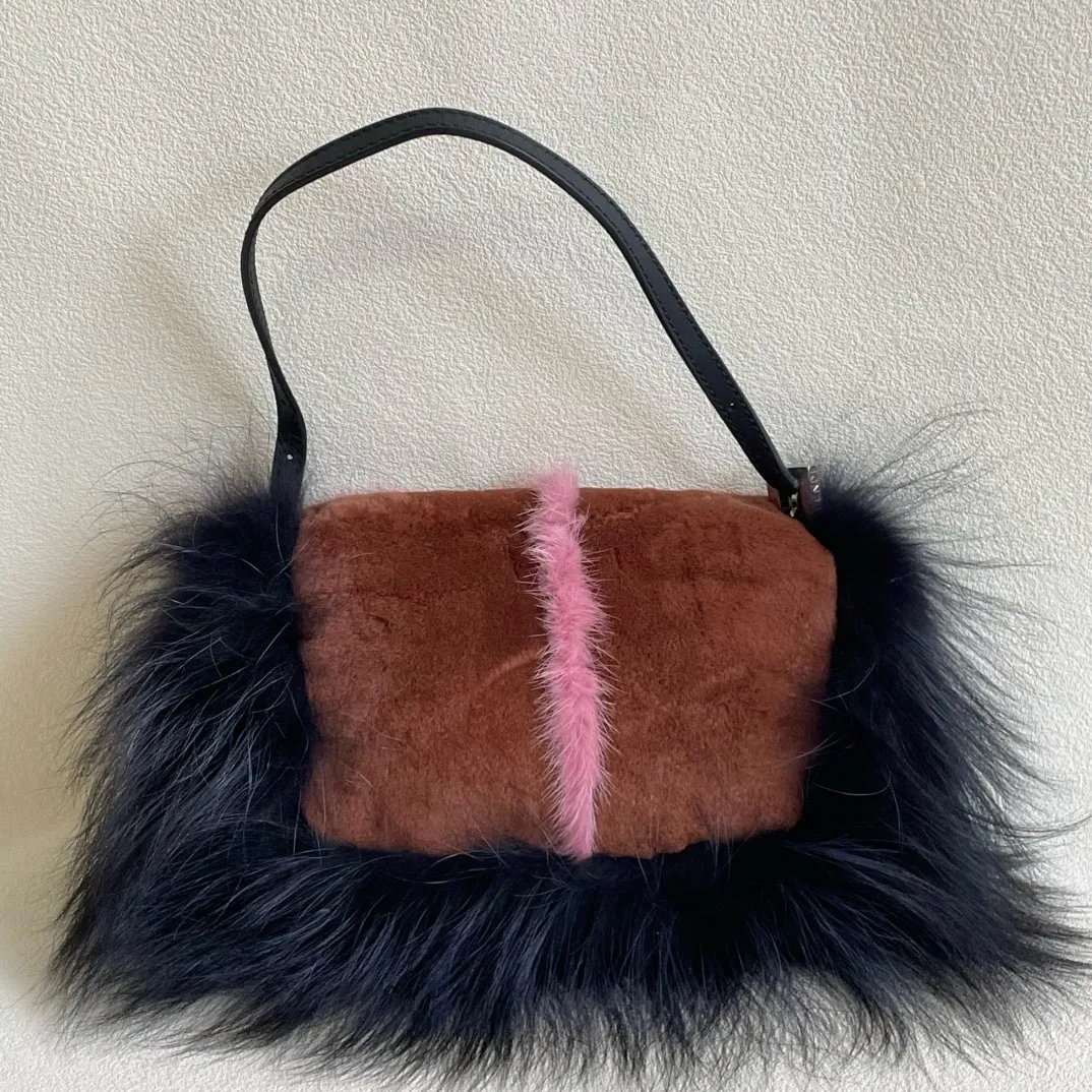 FENDI Bag Bugs Fur Face Mini Baguette Shoulder Bag FENDI Bag Bugs Fur Face Mini Baguette Shoulder Bag