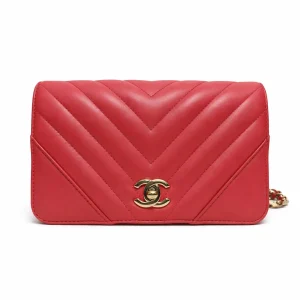 CHANEL Small Pink Chevron Classic Flap Bag