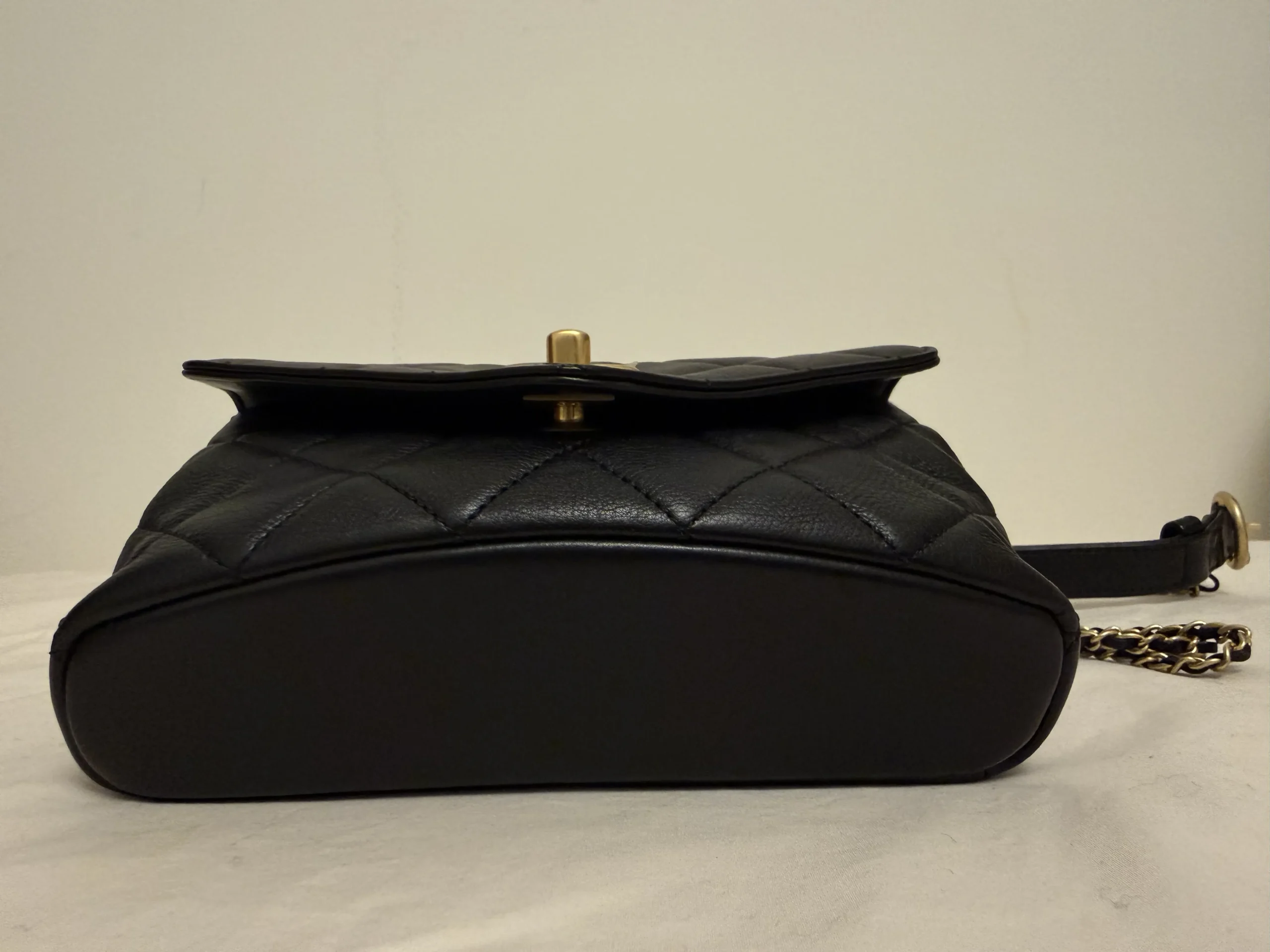 CHANEL Carry With Chic Chain Flap Waist Bag Quilted Calfskin CHANEL Carry With Chic Chain Flap Waist Bag Quilted Calfskin