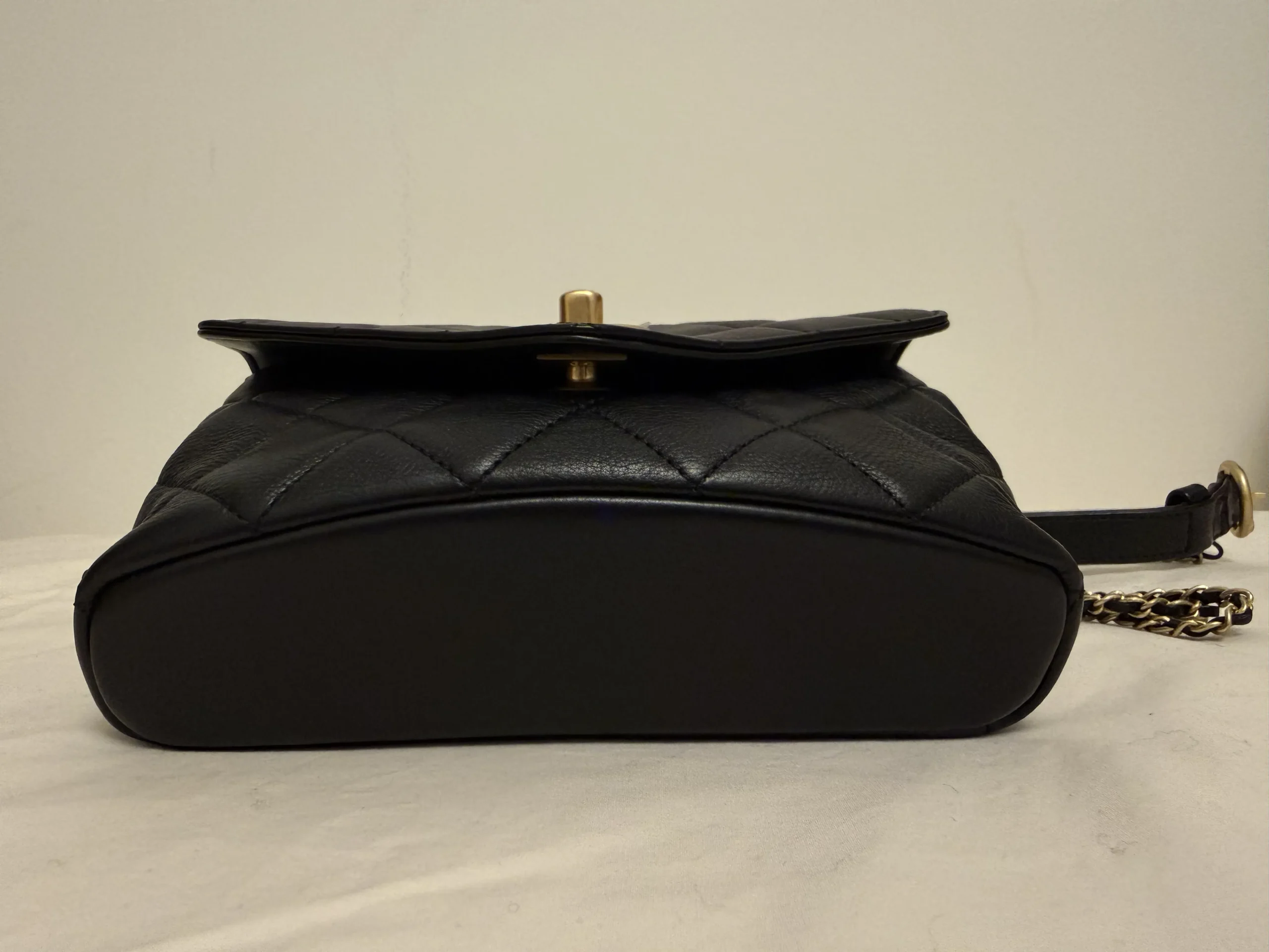 CHANEL Carry With Chic Chain Flap Waist Bag Quilted Calfskin CHANEL Carry With Chic Chain Flap Waist Bag Quilted Calfskin